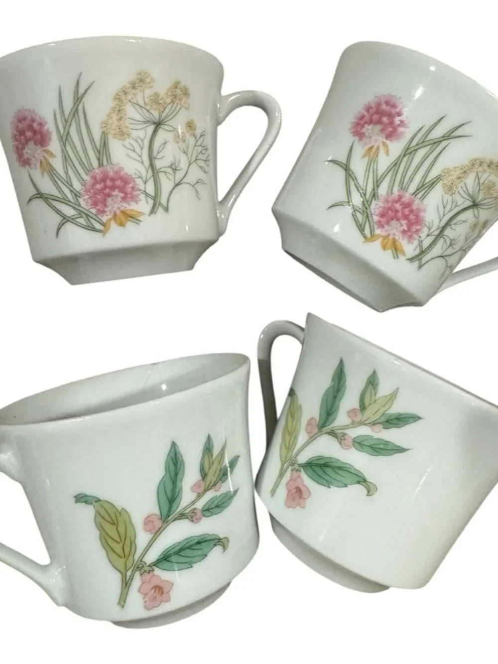 🌸VTG 70’s Shafford Floral Wildflower Cottagecore Set of 4 Ceramic Teacups